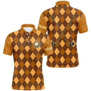 Orange argyle golf clubs Mens golf polo shirts custom name golf outfit men, personalized golf gifts NQS8135