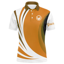 Load image into Gallery viewer, Mens polo golf shirts custom name orange and white golf shirt, team golf shirts mens NQS8816