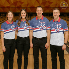 Load image into Gallery viewer, Red, White and Blue Grunge American Flag Bowling Shirts For Men Custom Patriotic Team Bowling jersey NQS11345