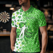 Load image into Gallery viewer, Green glitter shamrock clover Darts Shirts For Men custom St Patrick day Darts Team Jersey NQS9464