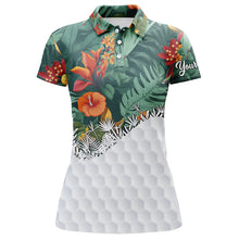 Load image into Gallery viewer, Personalized green tropical plants and flowers pattern Womens golf polo shirts custom ladies golf tops NQS5585