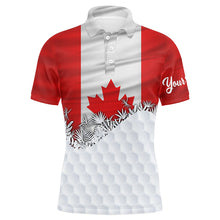 Load image into Gallery viewer, Mens golf polo shirts custom Canadian Flag white golf ball skin pattern patriotic golf attire for mens NQS7946
