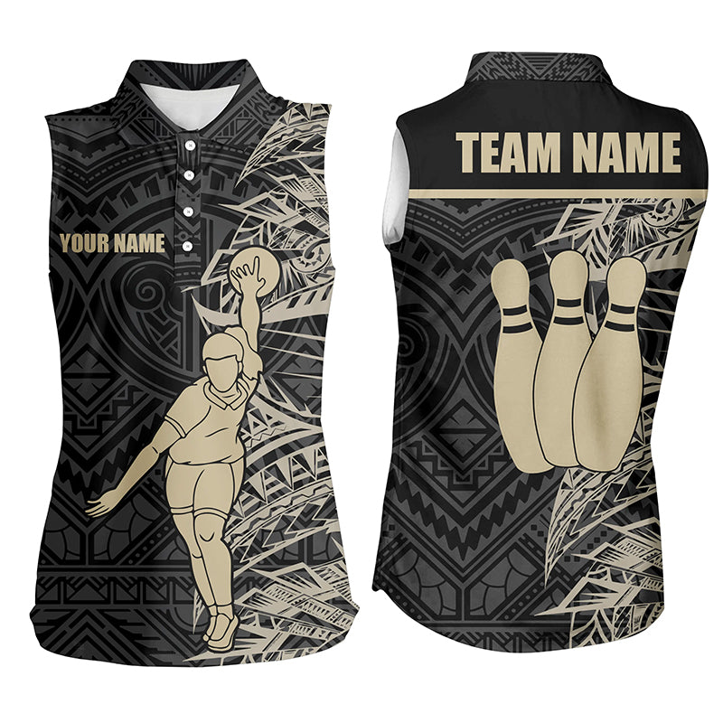 Custom sleeveless bowling shirt for women – personalized team jersey front view