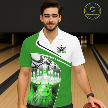 Funny Bowling Hawaiian Shirt custom name There is no crying in bowling just lots of swearing | Green NQS11350