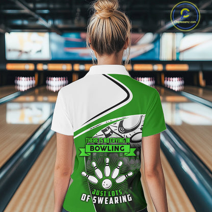 Funny Bowling Shirt For Women custom name There is no crying in bowling just lots of swearing | Green NQS11350