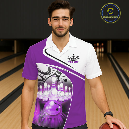 Funny Bowling Hawaiian Shirt custom name There is no crying in bowling just lots of swearing | Purple NQS11351