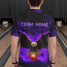 Load image into Gallery viewer, Personalized Purple Flame Eagle Custom Bowling Team Shirts For Mens, Fire Eagle Bowling League Jersey NQS9615
