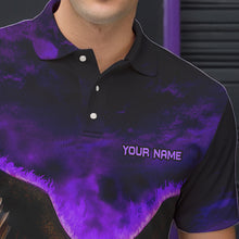 Load image into Gallery viewer, Personalized Purple Flame Eagle Custom Bowling Team Shirts For Mens, Fire Eagle Bowling League Jersey NQS9615