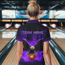 Load image into Gallery viewer, Personalized Purple Flame Eagle Custom Bowling Team Shirts For Women, Fire Eagle Bowling League Jersey NQS9615