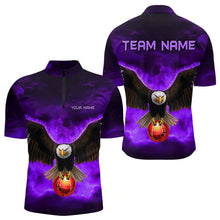 Load image into Gallery viewer, Personalized Purple Flame Eagle Custom Bowling Team Shirts For Mens, Fire Eagle Bowling League Jersey NQS9615