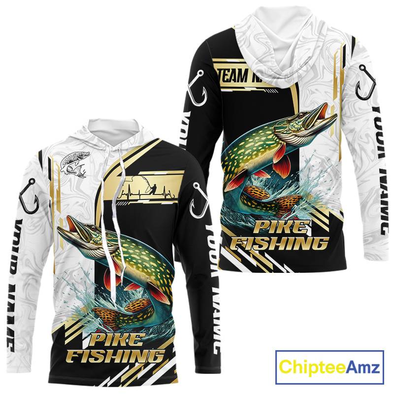 Personalized Northern Pike fishing shirts Custom sun protection Pike fishing team jerseys | Gold NQS11688