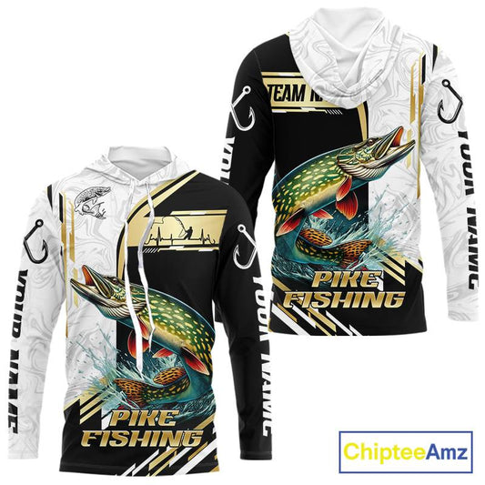 Personalized Northern Pike fishing shirts Custom sun protection Pike fishing team jerseys | Gold NQS11688