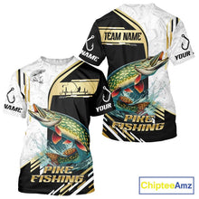 Load image into Gallery viewer, Personalized Northern Pike fishing shirts Custom sun protection Pike fishing team jerseys | Gold NQS11688