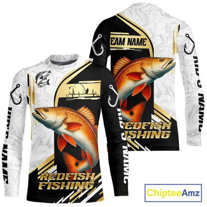 Personalized Redfish fishing shirts Custom sun protection Red Drum fishing team jerseys | Gold NQS11690