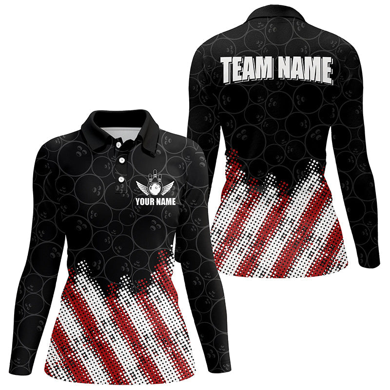 Red, white and black Camo Custom Bowling Polo, 1/4 Quarter zip shirts Team Bowling league jerseys NQS8161