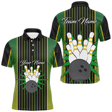 Load image into Gallery viewer, Black and Green Yellow Retro stripe Bowling Shirts For Men Custom vintage Bowling Team Bowler Jerseys NQS8590
