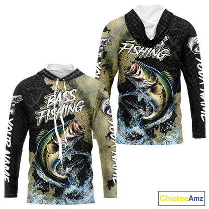 Personalized Largemouth Bass Fishing scales compass fishing shirts Custom tournament fishing jerseys NQS11155