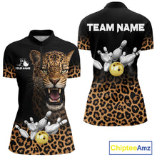 Load image into Gallery viewer, Custom Leopard Bowling Polo, Quarter Zip Jerseys for Women, Personalized Leopard Bowling Team shirts NQS11570