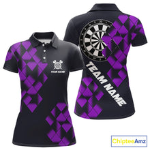 Load image into Gallery viewer, Personalized Black and Purple Darts Board Women Dart Shirts Custom Cool Dart Jersey For Team NQS11568
