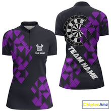Load image into Gallery viewer, Personalized Black and Purple Darts Board Women Dart Shirts Custom Cool Dart Jersey For Team NQS11568