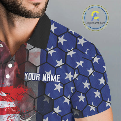 Smoke Golf ball American Flag pattern Mens Golf Polo Shirts Custom Patriotic Golf attire for men NQS9801