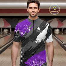 Load image into Gallery viewer, Purple Grunge pattern Bowling Team Shirt For Men Custom Bowling jersey Uniform Bowler Outfits NQS10043