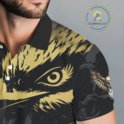 Black and Gold Eagle golf polo shirts for men custom men's golf team shirts, personalized golf gifts NQS10208