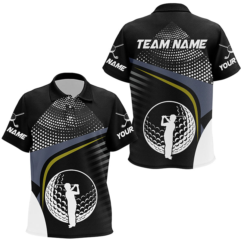 Black and White Golf ball custom Kid golf polo shirts, golf attire for kid NQS8173