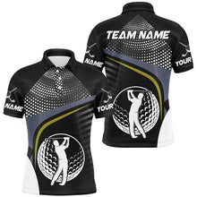 Load image into Gallery viewer, Black and White Golf ball custom Mens golf polo shirts, golf attire for men NQS8173