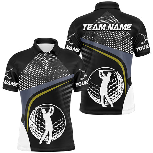 Black and White Golf ball custom Mens golf polo shirts, golf attire for men NQS8173
