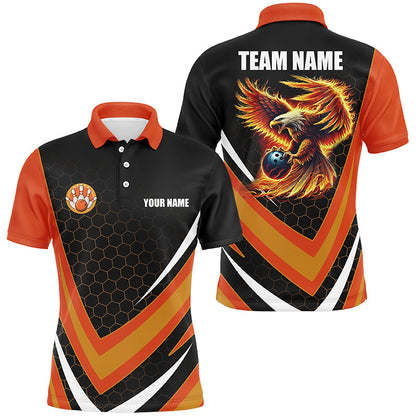 Eagle Flame Bowling Shirts For Men, Fire Eagle Bowling Team Shirts Bowler Jerseys | Orange NQS8390