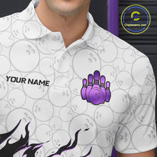 Load image into Gallery viewer, Black and White Camo Bowling Shirts For Men Custom Bowling Team League Jerseys | Purple NQS10562