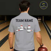 Load image into Gallery viewer, Black and Gray Retro Bowling Hawaiian Shirts Custom Vintage Bowling Team Button up shirt NQS11156