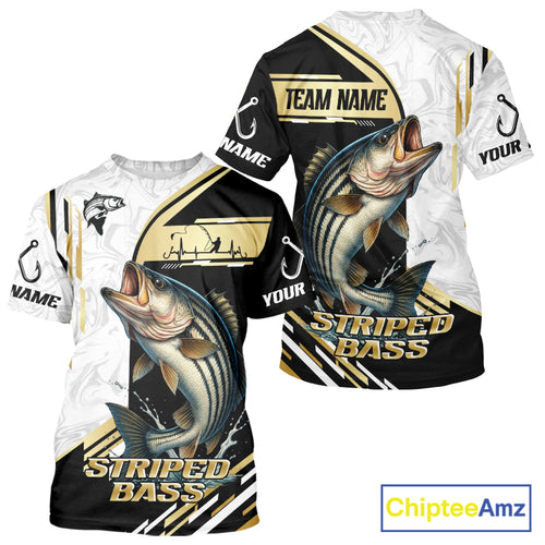 Personalized Striped Bass fishing shirts Custom sun protection striper fishing team jerseys | Gold NQS11159