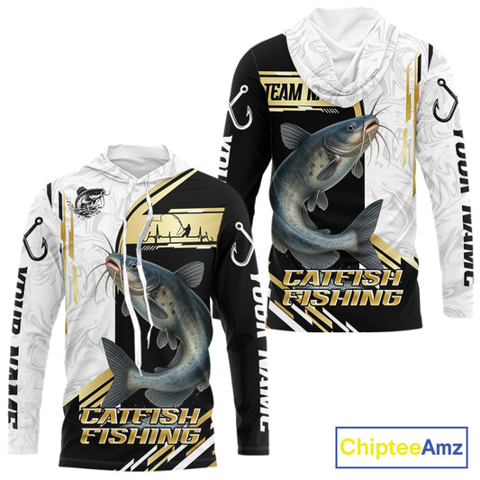 Personalized Catfish fishing shirts Custom sun protection Catfish fishing team jerseys | Gold NQS11160
