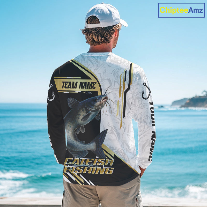 Personalized Catfish fishing shirts Custom sun protection Catfish fishing team jerseys | Gold NQS11160