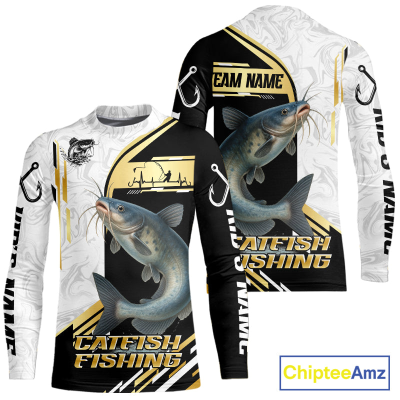 Personalized Catfish fishing shirts Custom sun protection Catfish fishing team jerseys | Gold NQS11160