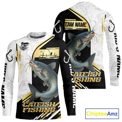 Personalized Catfish fishing shirts Custom sun protection Catfish fishing team jerseys | Gold NQS11160