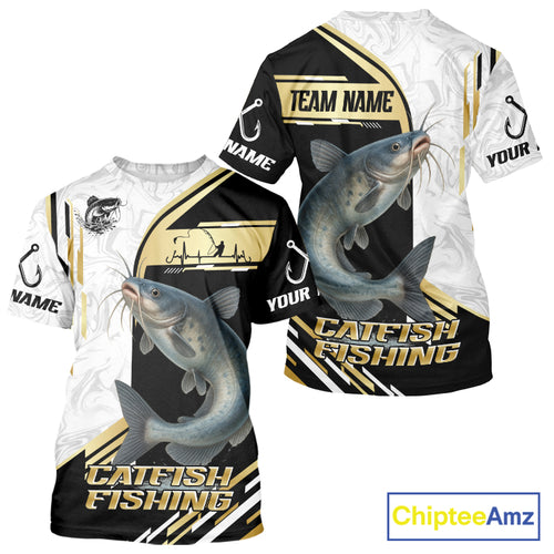 Personalized Catfish fishing shirts Custom sun protection Catfish fishing team jerseys | Gold NQS11160