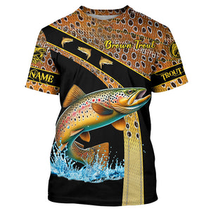 Brown trout fishing scales UV protection Custom long sleeve fishing shirts, trout fishing jerseys NQS5087