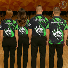 Load image into Gallery viewer, Black and Green Skull Bowling Shirts for Women Custom Team bowling jersey, gift for bowlers NQS11709