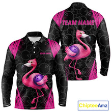 Load image into Gallery viewer, Funny Pink Flamingo Black Bowling Camo Bowling Shirts for Men Custom Flamingo Team bowling outfit NQS11716