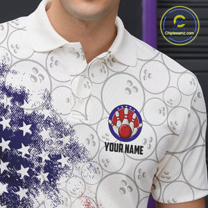 Retro American Flag white camo Eagle Bowling Shirt for Men Custom Patriotic Bowling Team Jersey NQS9819