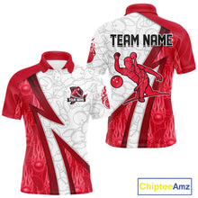 Load image into Gallery viewer, Custom Bowling Polo, Quarter Zip Shirt For Men Red flame camo Bowling shirts, Bowling Team jerseys NQS11586