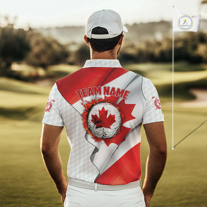 Canadian Flag Golf Polo Shirts For Men Custom team golf jerseys, patriotic golf shirts NQS9929
