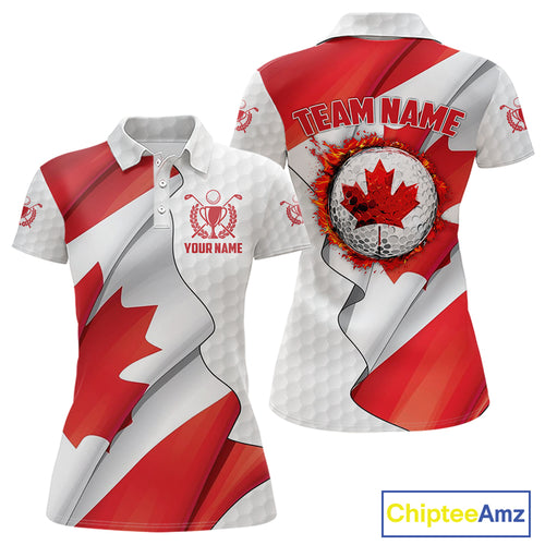 Canadian Flag Golf Polo Shirts For Women Custom team golf jerseys, patriotic golf shirts NQS9929