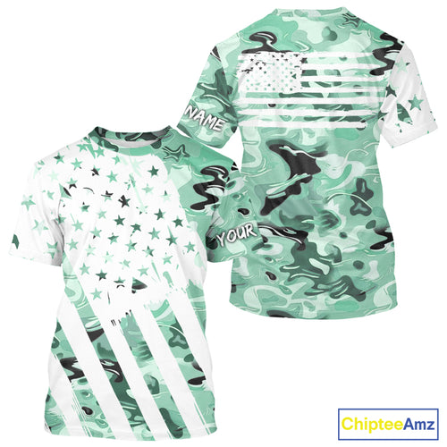 American flag Light green camo fishing personalized patriotic UV Protection camouflage Fishing jersey NQS10366