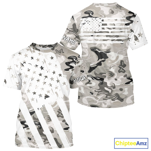 American flag Light gray camo fishing personalized patriotic UV Protection camouflage Fishing jersey NQS10367