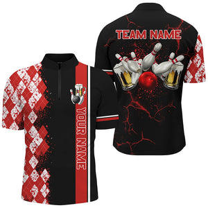 Black and Red Argyle Pattern Bowling Beer Custom Bowling Shirts For Men Bowling Team League Jerseys NQS8418