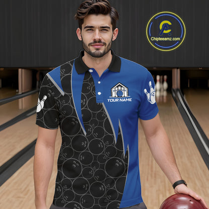 Black and blue lightning thunder shark bowling jerseys men custom bowling outfit men NQS11379